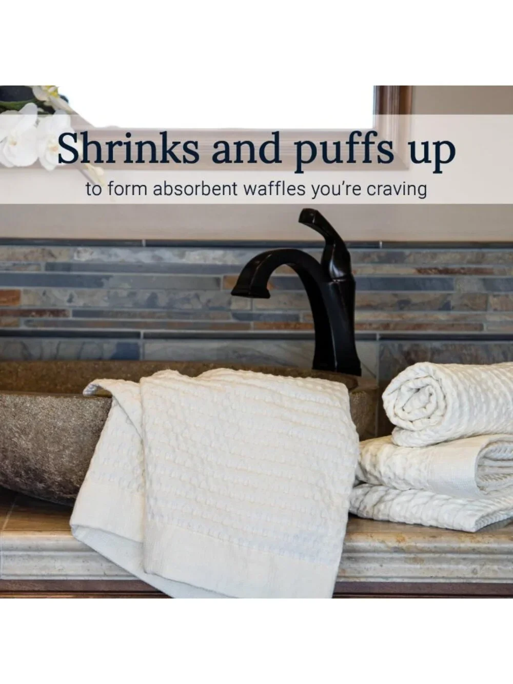 Soft Waffle Bath Towels & Wash Cloths Set of 4 - Quick Dry, Exfoliating, Modern